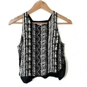 Silence and Noise Women’s Black Coachella Boho Bohemian Crop Indie Sleeze Top XS